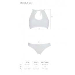 Комплект: бра, трусики з ажурним декором та відкритим кроком URSULA SET L/XL, white - - фото №5