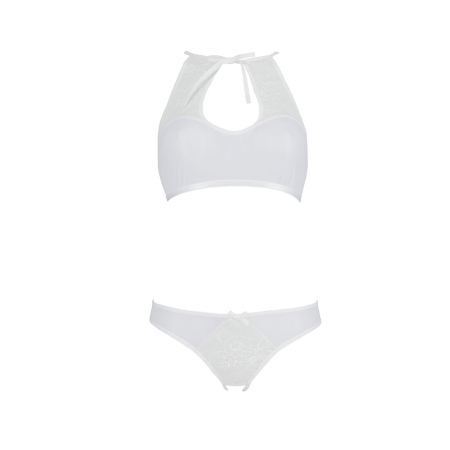 Комплект із бра, трусиків з ажурним декором та відкритим кроком Passion URSULA SET S/M, white - фото №3