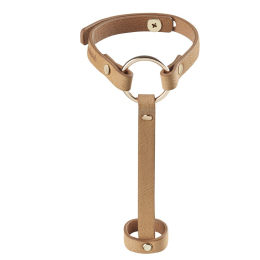 Пара браслетів на зап'ясті і палець Bijoux Indiscrets MAZE Hand Bracelet Harness Brown, екошкіра - фото