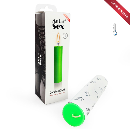 Зелена воскова свічка Art of Sex size M 15 см низькотемпературна, люмінесцентна - фото №2
