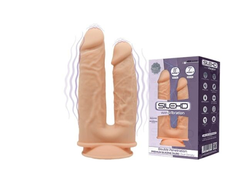 Фалоімітатор подвійний з вібрацією SilexD Double Gusto Flesh Motor (Model 1 size 8" & 7"), двошарови №2