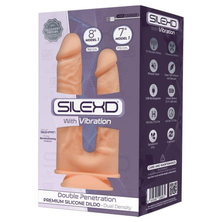 Фалоімітатор подвійний з вібрацією SilexD Double Gusto Flesh Motor (Model 1 size 8" & 7"), двошарови №3