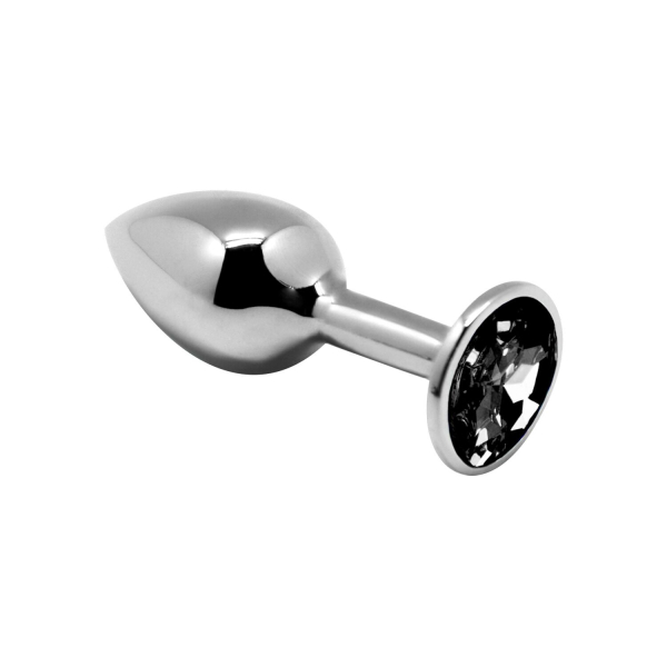 Металева анальна пробка з кристалом Alive Mini Metal Butt Plug Black M - фото