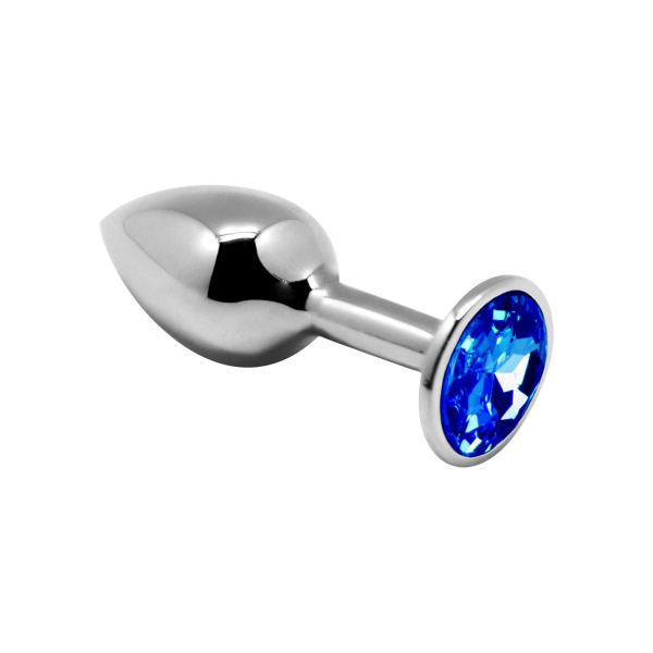 Металева анальна пробка з кристалом Alive Mini Metal Butt Plug Blue M - фото