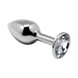 Металева анальна пробка з кристалом Alive Mini Metal Butt Plug White L - фото