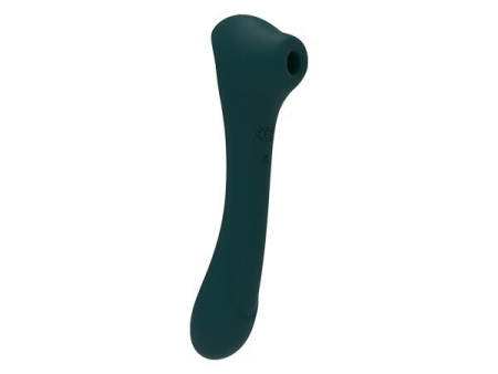 Вібратор та вакуумний кліторальний стимулятор 2-в-1 Alive Quiver Teal оновлена ??модель - фото