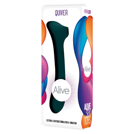 Вібратор та вакуумний кліторальний стимулятор 2-в-1 Alive Quiver Teal оновлена ??модель - фото №5