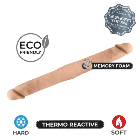 Фалоімітатор двосторонній SIlexD Billy-Joe Double Dong S Flesh, двошаровий, силікон+Silexpan, діаметр 3,9 см - фото №5