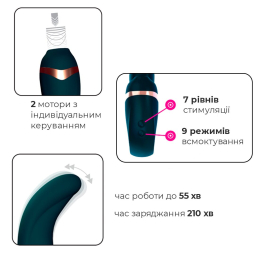 Пульсатор із вакуумною стимуляцією клітора Adrien Lastic My G (Teal) - - фото №3