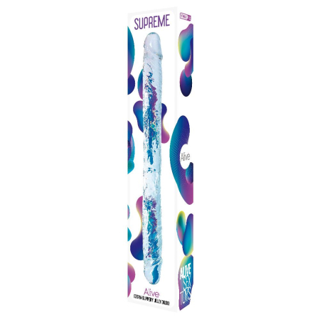 Прозорий двосторонній фалоімітатор Alive Supreme Jelly Dildo - фото №2