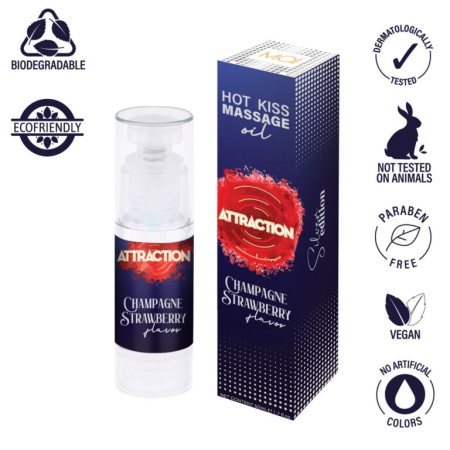 Їстівна масажна олія MAI Attraction Champagne Strawberry Hot Kiss (50 мл) - фото №3