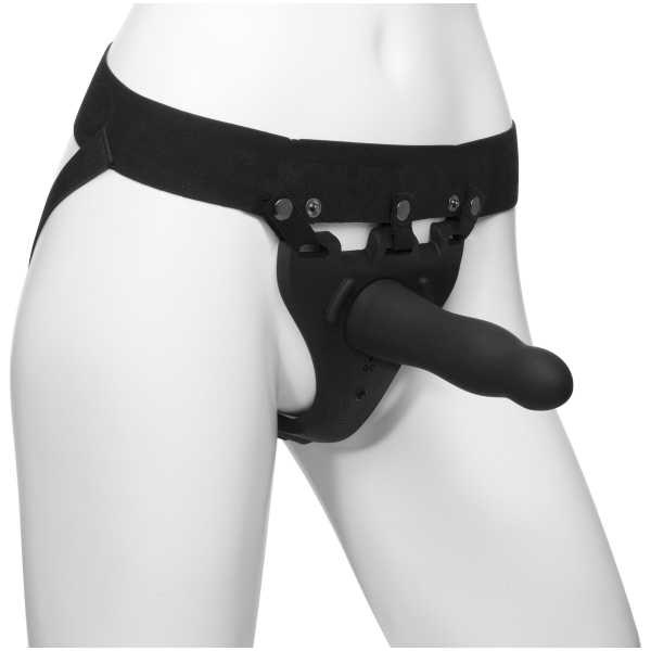 Страпон унісекс Doc Johnson Body Extensions – Be Aroused, вібрація, пульт керування, порожня насадка 