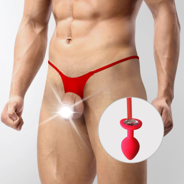 Чоловічі труси XS-2XL із силіконовою анальною пробкою Art of Sex - Joni plug panties size S Red 