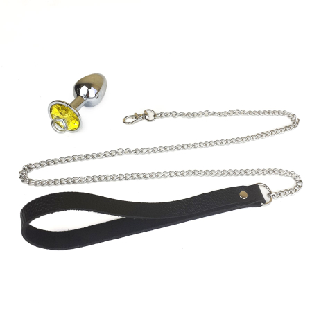 Металева анальна пробка Art of Sex Metal Anal Plug with Leash size L з повідцем - фото №3