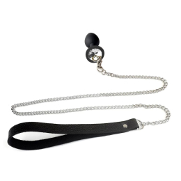 Силіконова анальна пробка Art of Sex Metal Anal Plug with Leash size S з повідцем Black - - фото №2