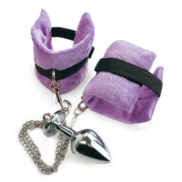 Наручники з металевою анальною пробкою Art of Sex Handcuffs with Metal Anal Plug size M Purple - - фото №6
