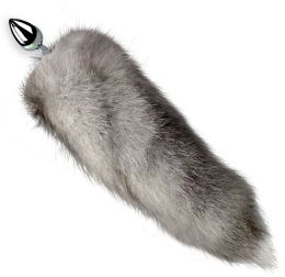 Металева анальна пробка з хвостом із натурального хутра Art of Sex size M Artctic fox - - фото №3