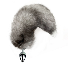 Металева анальна пробка з хвостом із натурального хутра Art of Sex size M Artctic fox - фото