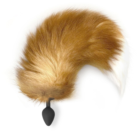 Силіконова анальна пробка з хвостом із натурального хутра Art of Sex size M Red fox - фото №2