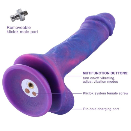 Фалоімітатор 8.2? з вібрацією для секс-машин Hismith Purple Silicone Dildo with Vibe, KlicLok - фото №4