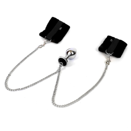 Наручники з металевою анальною пробкою Art of Sex Handcuffs with Metal Anal Plug size M Black - - фото №3