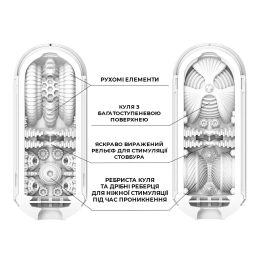 Мастурбатор Tenga Flip Zero Gravity White, змінна інтенсивність стимуляції, розкладний - - фото №3