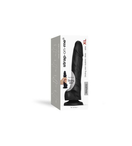 Реалістичний фалоімітатор Strap-On-Me Sliding Skin Realistic Dildo Black XL, ефект рухливої шкіри - фото №8