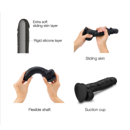 Реалістичний фалоімітатор Strap-On-Me Sliding Skin Realistic Dildo Black XXL, ефект рухливої шкіри - - фото №3