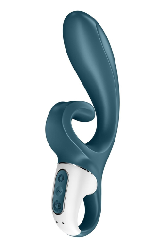 Смарт вібратор-кролик Satisfyer Hug Me Bluegrey, 2 мотори, діаметр 4,2см, широка кліторальна частина №4