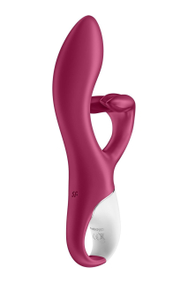 Вібратор-кролик із потрійним відростком Satisfyer Embrace me Berry, 2 мотори, діаметр 3,6 см - - фото №4