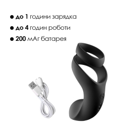 Подвійне ерекційне кільце Svakom Benedict Black зі стимуляцією промежини - - фото №5