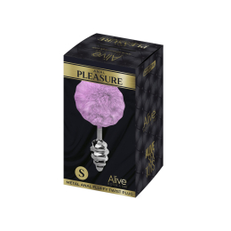 Металева анальна пробка Кролячий хвостик Alive Fluffy Twist Plug S Purple, діаметр 2,9 см - - фото №2