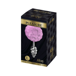 Металева анальна пробка Кролячий хвостик Alive Fluffy Twist Plug L Purple, діаметр 3,8 см - - фото №4