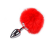 Металева анальна пробка Кролячий хвостик Alive Fluffy Plug S Red, діаметр 2,8 см - фото