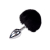 Металева анальна пробка Кролячий хвостик Alive Fluffy Plug M Black, діаметр 3,4 см - фото