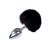 Металева анальна пробка Кролячий хвостик Alive Fluffy Plug L Black, діаметр 3,9 см - фото