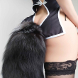 Металева анальна пробка Лисячий хвіст Alive Black And White Fox Tail M, діаметр 3,4 см - фото №4