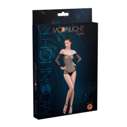 Сітчасте боді зі стразами Moonlight Model 09 XS-L Black, відкриті плечі - - фото №3
