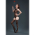 Комплект: боді та панчохи Moonlight Model 15 XS-L Black, з квітковим вертикальним малюнком - фото