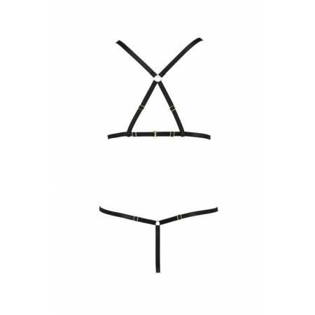 Комплект білизни зі стреп Passion Exclusive ARMANDA SET L/XL, black - фото №6