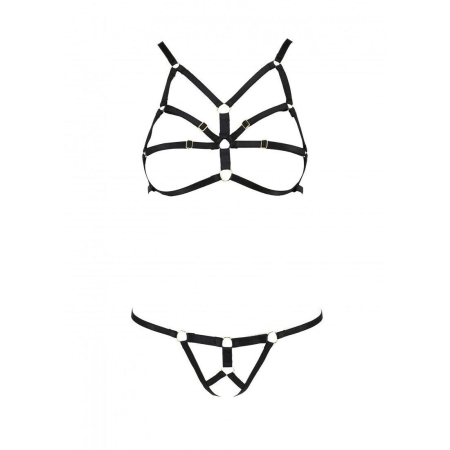 Комплект білизни зі стреп Passion Exclusive ARMANDA SET L/XL, black - фото №5