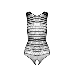 Бодістокінг з доступом Passion BS086 black, вертикальна сітка, виріз на спинці - - фото №5