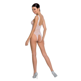 Бодістокінг з доступом Passion BS086 white, вертикальна сітка, виріз на спинці - - фото №4