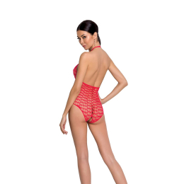 Бодістокінг у велику сітку Passion BS087 red, відкрита спина, халтер, з доступом - - фото №2