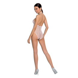 Бодістокінг у велику сітку Passion BS087 white, відкрита спина, халтер, з доступом - - фото №4