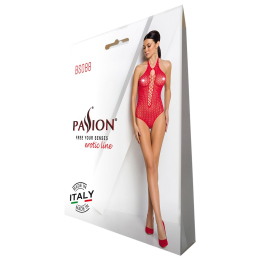 Бодістокінг з декольте Passion BS088 red, імітація корсетної шнурівки - - фото №6