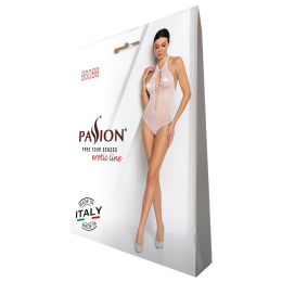 Бодістокінг з декольте Passion BS088 white, імітація корсетної шнурівки - - фото №6