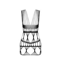 Бодістокінг-сукня Passion BS089 black, міні, плетіння у вигляді павутини - - фото №5