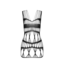 Бодістокінг-сукня Passion BS089 black, міні, плетіння у вигляді павутини - - фото №6