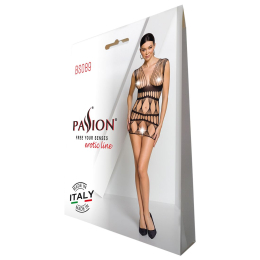 Бодістокінг-сукня Passion BS089 black, міні, плетіння у вигляді павутини - - фото №8